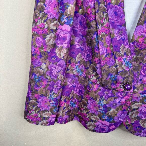 Royal Design Women's Plus Size 22 Purple Floral Vintage Blazer‎ - Picture 6 of 12